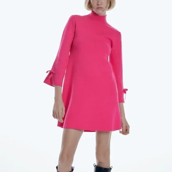 Zara | Dresses | Zara Fuchsia Knit Mini Dress | Poshmark